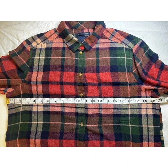 American Eagle Women's Large Ahh-mazingly Soft Boyfriend Fit Plaid Flannel Shirt - Picture 6 of 9
